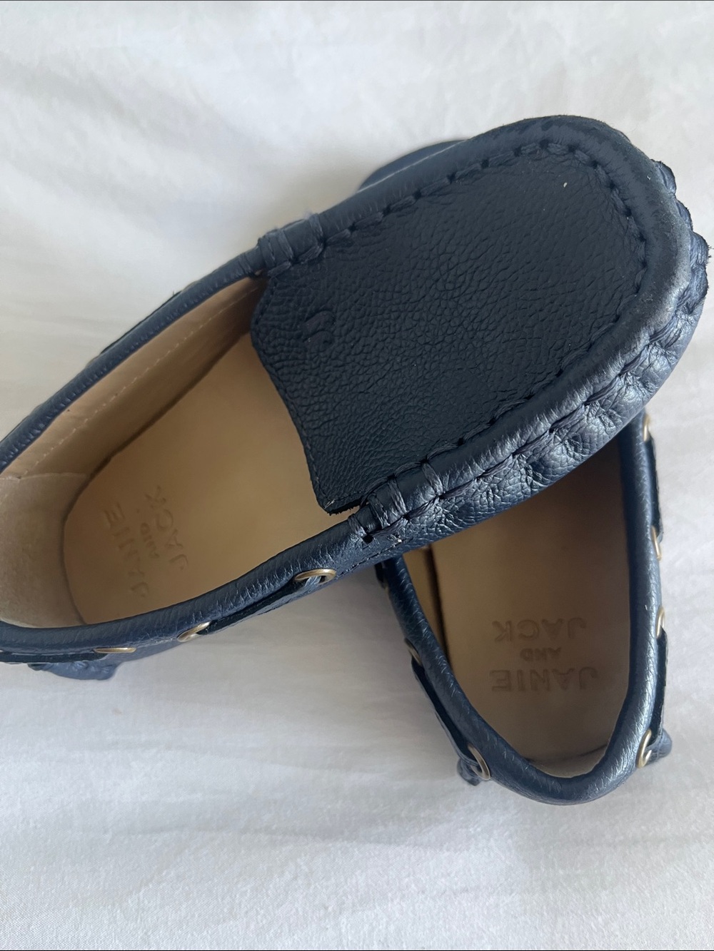Janie and Jack Navy Pebbled Leather Loafers